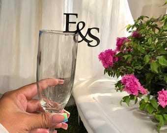 Personalized Initial Drink Stirrers: Custom Wedding Cocktail Tags