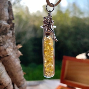 Feenstaub Zauberstein Halskette in Holzkiste - Feenstaub Zauberstein Schmuck - Feenstaub Zauberstein Halskette - Süßes Schmuck Geschenk