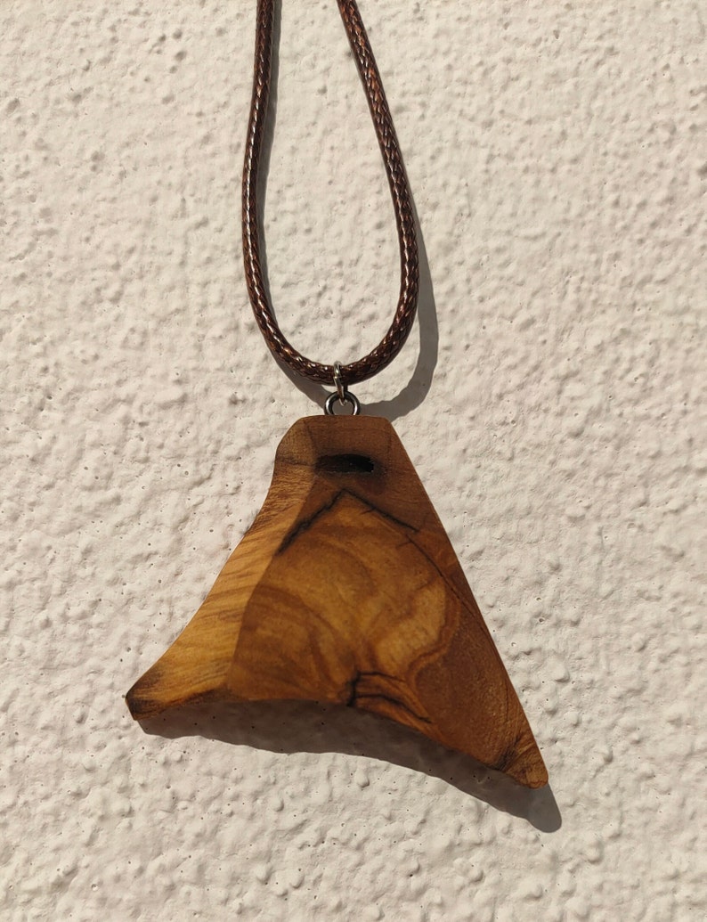 Ceinture Collier En Bois D'olivier Vintage – Médaille Ronde – 33 Pouces – Fabriquée En Israël – Style Bohème
