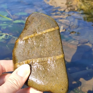 Magic Wishing Stone - River Stone - Rare Celtic Stone - Stripe stones - Portuguese River Rock - Spirit Stone - Infinity Band Witches Stone