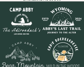 Camp Bachelorette, Lake Bachelorette Party, Bachelorette Cabin Weekend Trip, Bachelorette Logo Camping, Outdoorsy Themed Bach, Custom Canva