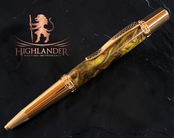 One of a Kind Luxurious Handmade Red Gold Ballpoint Pen | Perfect Gift by Highlander