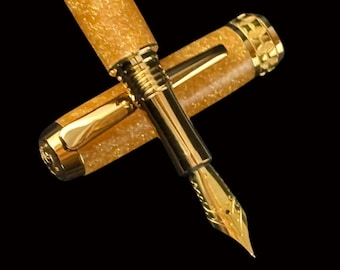 Apollo | Gold Fountain Pen | 24K Gold Plated Nib | The Perfect Citrine Gold Gift