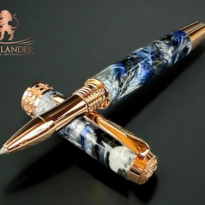 Red Gold “Poseidon” Handmade Rollerball Pen. A Thoughtful Gift For Pen Enthusiasts