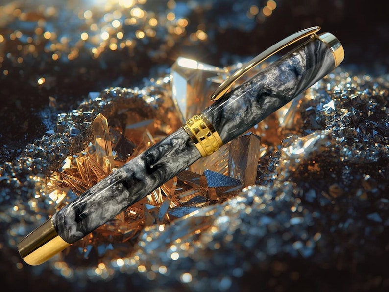 Pluma estilográfica de argentita/oro/Instrumento de escritura de lujo de Highlander imagen 7