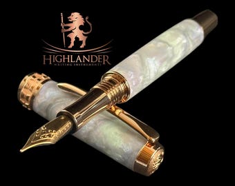 Black Opal | Red Gold Fountain Pen | Handcrafted by Highlander