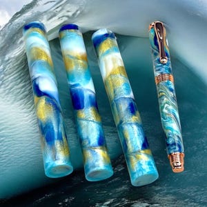 The Big Tsunami Custom Alumilite Resin Pen Blank~Turning. By Highlander Pen in Colorado. Perfect For Luxury Fountain/Rollerball/Ballpoint.
