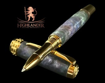 Black Opal Rollerball Pen – Handcrafted Gold Luxury Pen – Unique Gift for Writer, Executive or Collector