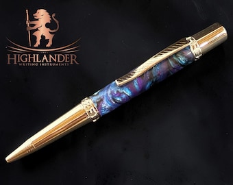 Electric Peacock | Polished Chrome Glasgow Ballpoint Pen | The Perfect Handcrafted Gift