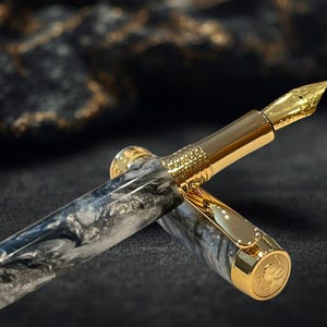 Pluma estilográfica de argentita/oro/Instrumento de escritura de lujo de Highlander imagen 8