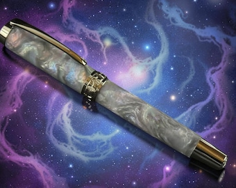 Mystic Opal Black Titanium Fountain Pen | Handmade Luxury Pen | Schmidt #6 Nib | Made in Colorado | Highlander