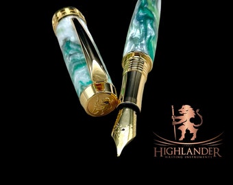 Highlander "SKYE" Gold Handmade Fountain Pen. One of a Kind, Completely Custom, Handcrafted in Colorado, USA. Ink Included.