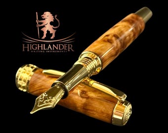 Exotic Moroccan Thuya Burl Wood | Gold Fountain Pen | Highlander Rare Wood Pen Collection