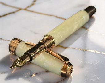 Pearly Opal | Red Gold Fountain Pen | Elegant Opal Writing Gift