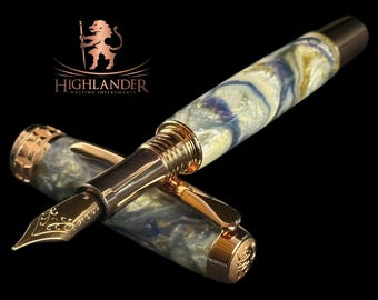 Elegant Handcrafted Red Gold Fountain Pen | The Perfect Writing Gift by Highlander