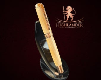 Exotic Flame Birch | Red Gold Fountain Pen by Highlander