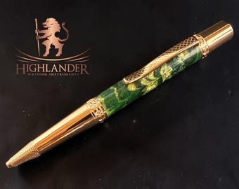 British Racing Green | Handmade Red Gold Ballpoint Pen | An Elegant Gift