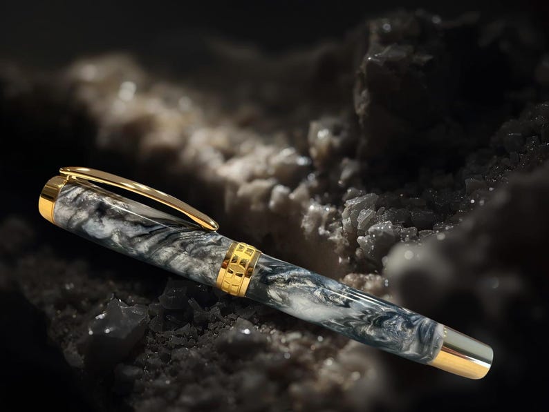 Pluma estilográfica de argentita/oro/Instrumento de escritura de lujo de Highlander imagen 4