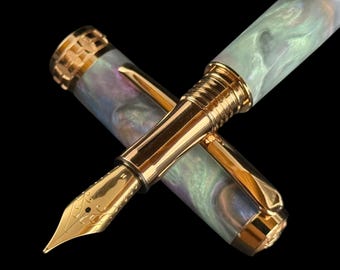 Pluma estilográfica de Ópalo Místico / Oro Rojo / Elegante Regalo para Escritores