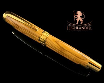 Exotic Bethlehem Olivewood | Gold Fountain Pen | Handcrafted Gift |  No Bleed Journal And Ink Included