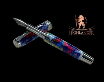 Highlander "SKYE" Black Titanium Handmade Fountain Pen. One of a Kind, Completely Custom, Handcrafted in Colorado, USA. Ink Included.