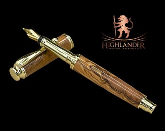 Stunning Bethlehem Olivewood Artisan Handcrafted Fountain Pen. Luxury with Precision. Choose From 8 Ink Colors! Handmade in Colorado.