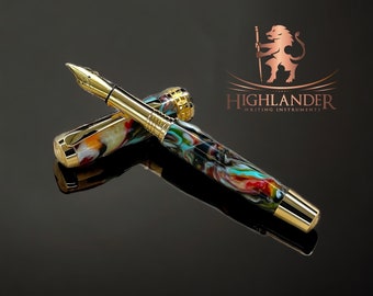 One of a Kind, Handmade Custom Gold Fountain Pen. Artisan Rare & Unique, Completely Handcrafted  in Colorado, USA