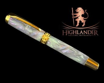 Mystic Opal Gold Fountain Pen | Handmade Luxury Pen | Schmidt #6 Nib | Made in Colorado | Highlander