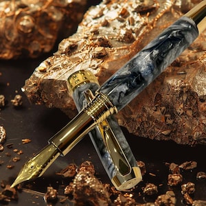 Pluma estilográfica de argentita/oro/Instrumento de escritura de lujo de Highlander imagen 3
