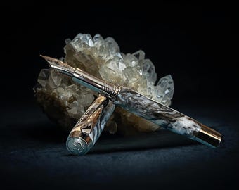 Smoky Quartz | Black Titanium Fountain Pen | Handmade In Colorado