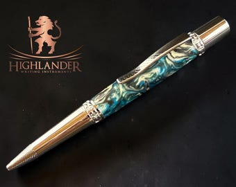 Elegant One of a Kind Polished Chrome Glasgow Ballpoint Pen | The Perfect Handcrafted Gift