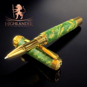 Stylo roller British Racing vert doré personnalisé - Cadeau mémorable pour lui