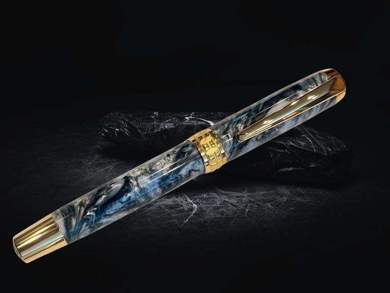 Pluma estilográfica de argentita/oro/Instrumento de escritura de lujo de Highlander imagen 6
