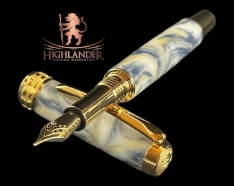 Elegant Handcrafted Gold Fountain Pen | Luxury Writing Gift by Highlander