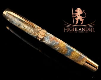 Highlander “Earthly Metals” | Red Gold Rollerball Pen | Luxury Writers Gift