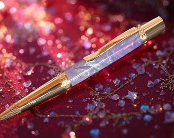 Red Gold “Amethyst Opal” | Glasgow Red Gold Ballpoint Pen | Handmade In Colorado