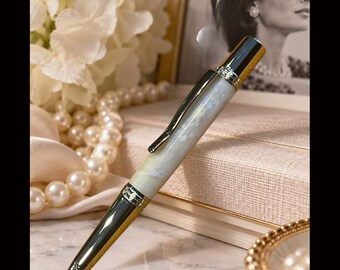 Jackie-O Pearl | Polished Chrome Glasgow Ballpoint Pen |  Crafted In Colorado