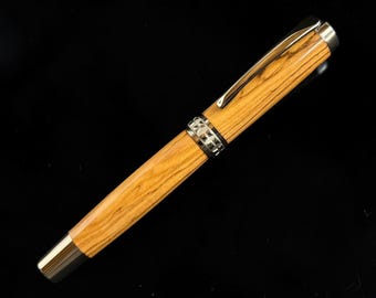 Exotic Bethlehem Olivewood | Black Titanium Rollerball | Handmade by Highlander | 120 GSM Journal Included