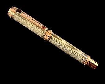 WENGE IMPERIAL | Exotic Wenge Wood | Red Gold Fountain Pen by Highlander