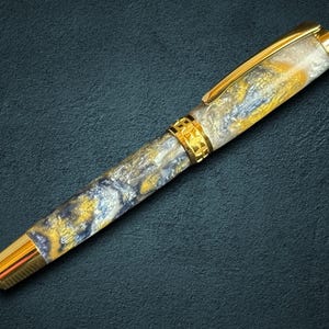 Reflections | Gold Rollerball Pen | Handmade Gift for Writers and Journalers | One-of-a-Kind Luxury Pen by Highlander