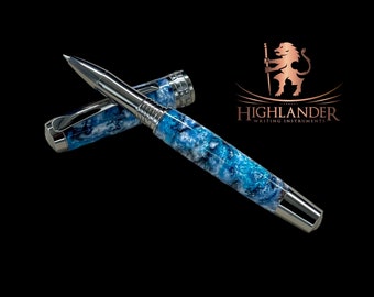 One of a Kind, Handmade Custom Black Titanium Rollerball Pen. Artisan Rare & Unique, Completely Handcrafted in Colorado, USA.