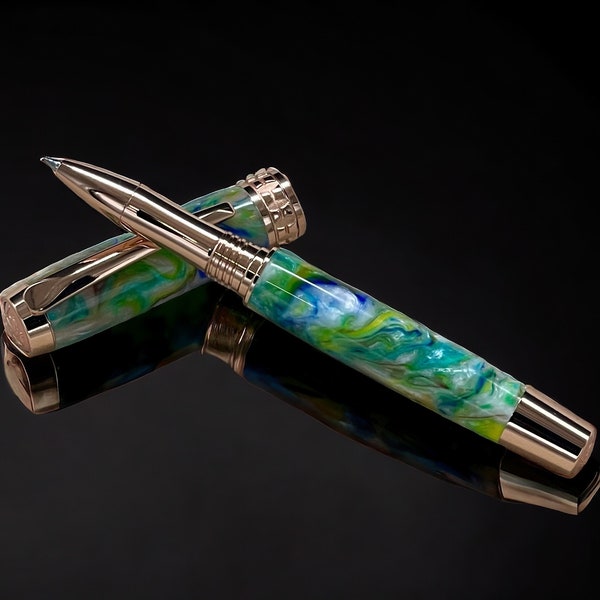 Priceless Vase, One of a Kind, Rose Gold, Handmade Custom Acrylic Rollerball Pen. Artisan Rare & Unique, Completely Handcrafted  in Co, US