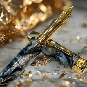 Pluma estilográfica de argentita/oro/Instrumento de escritura de lujo de Highlander imagen 2
