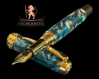 Handcrafted “Waves” | Gold Fountain Pen | Luxury Writing Gift by Highlander