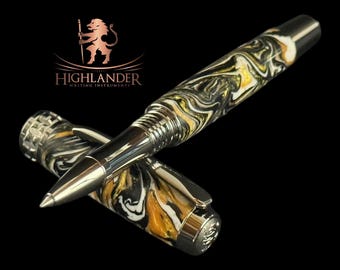Ręcznie wykonany czarny długopis kulkowy z tytanu Imperial Gold | Highlander