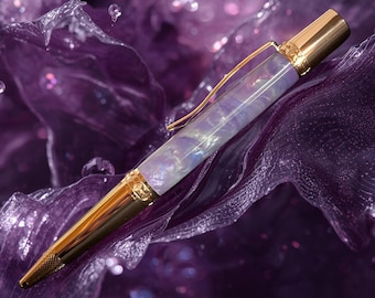 Amethyst Opal | Red Gold Ballpoint Pen | Handmade Pen | Journal Included