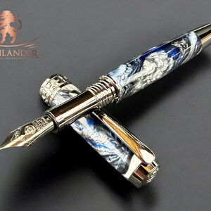 Highlander "Poseidon" zwarte titanium custom vulpen
