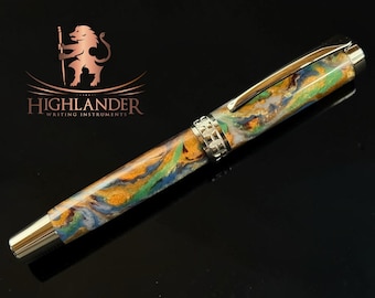 Highlander Beautiful Chaos | Black Titanium Fountain Pen | One-of-a-Kind Handcrafted Writing Instrument