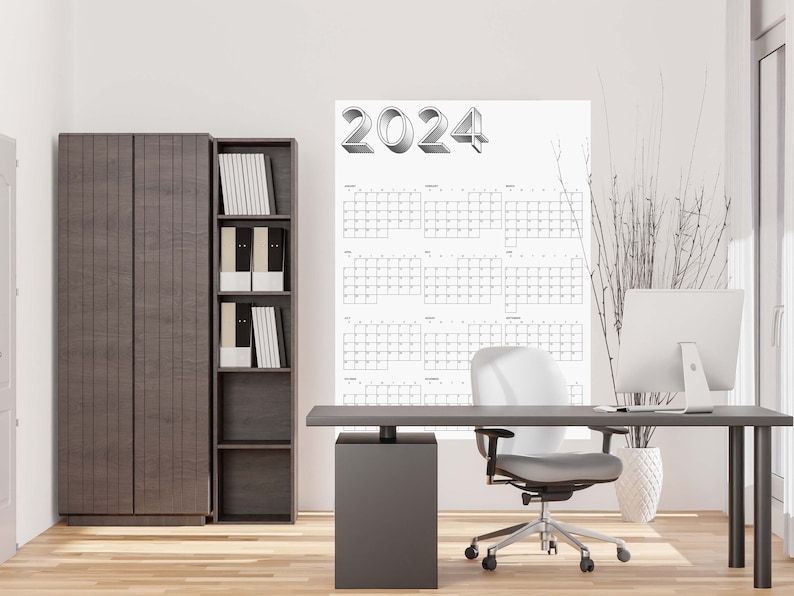 Large 2024 Annual Wall Calendar Wall Calendar PDF Etsy