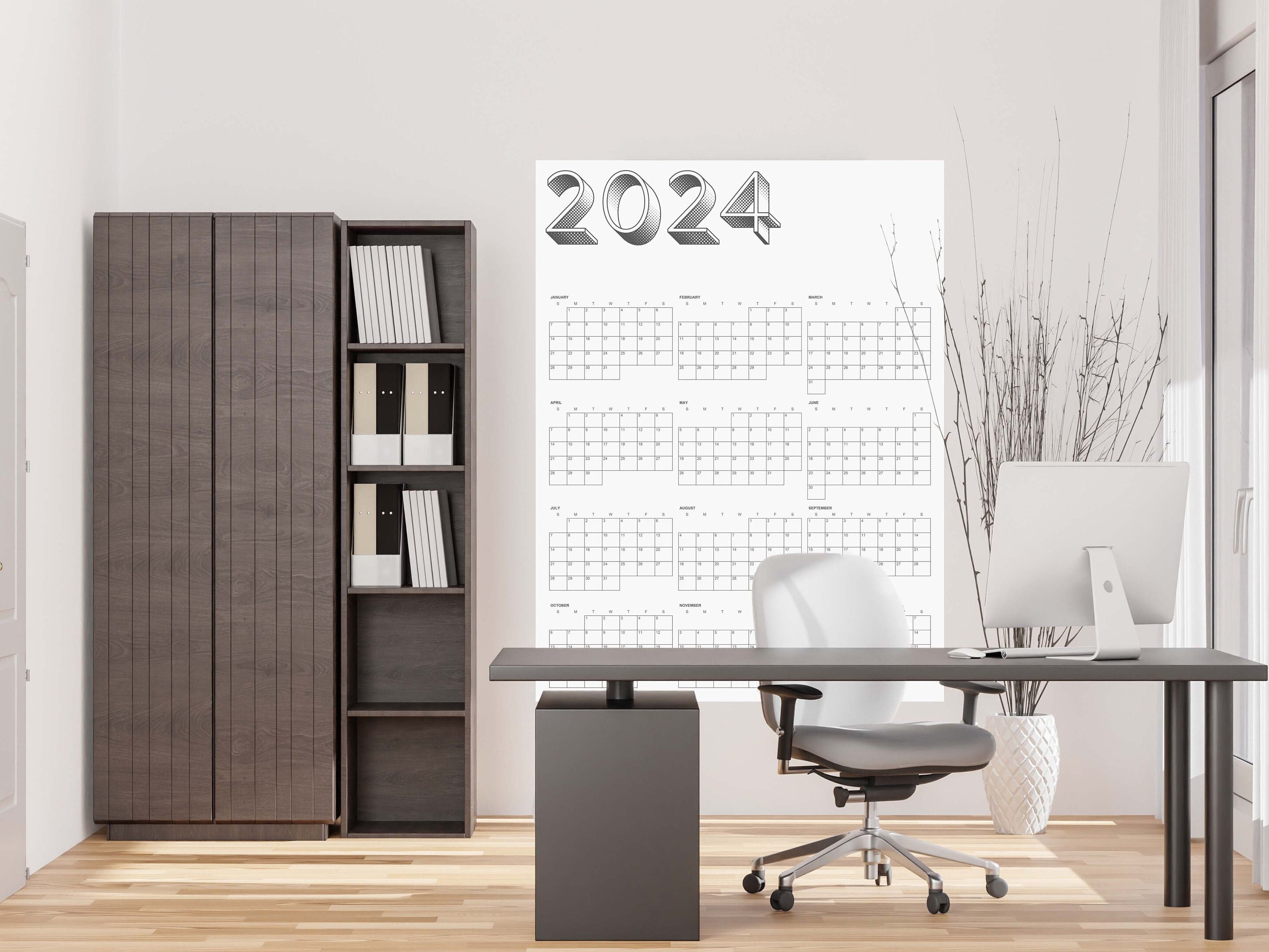 Large 2024 Annual Wall Calendar | Wall Calendar PDF | Printable Digital ...